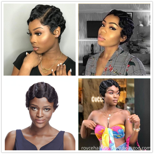 Cheap Wholesale Raw Cambodian Unprocessed Virgin Remy Pixie Cut Short Loose Deep Wave Curly Human Hair Wig